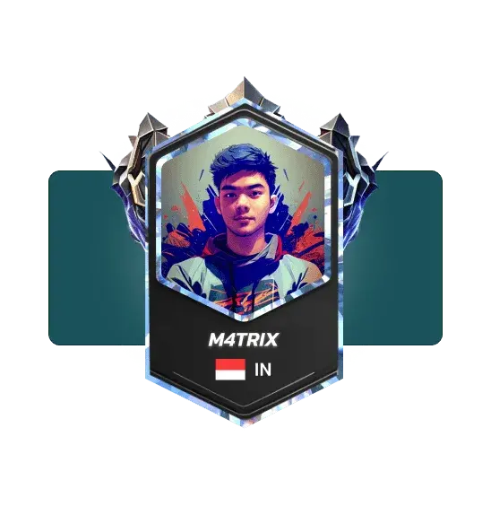 The hexagonal player card for M4TRIX, Indonesia.