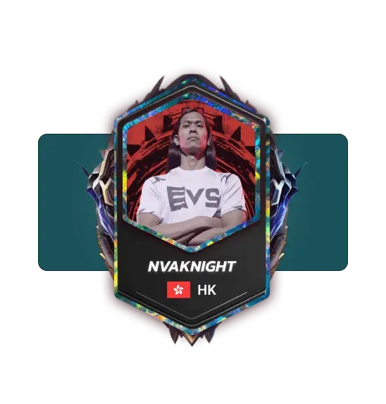The hexagonal player card for NVAKNIGHT, Hong Kong.