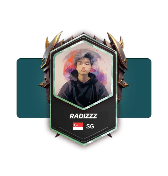 The hexagonal player card for RADIZZZ, Singapore.